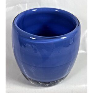 Glass.ful Votive Candle Holder Blue Berry Handblown Cased Glass Canadian